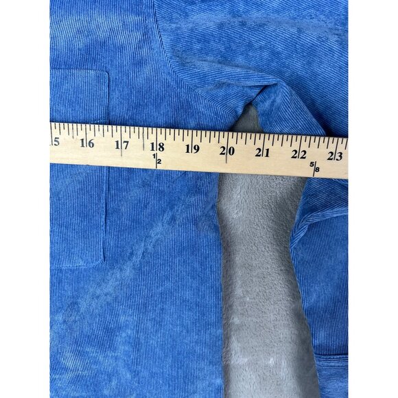 Zara Fine-Waled Corduroy Oversized Blue Button-Up Shirt With Pocket Size XS - Picture 4 of 16